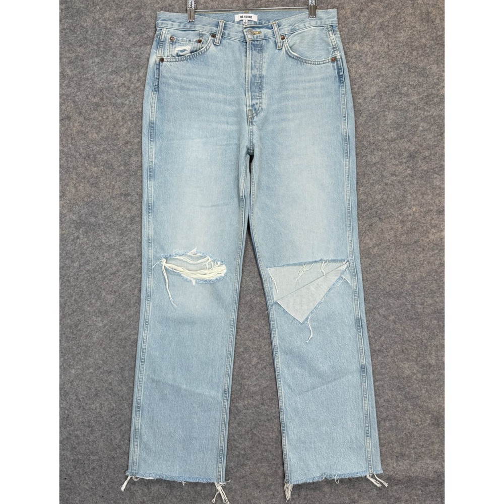 Vintage Re/Done‎ 90s High Rise Loose Jeans Womens 30 Distressed Raw Hem Button